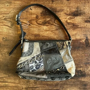 Y2K Vintage Coach Patchwork Leather & Suede Black/Grey SoHo  Shoulder Bag